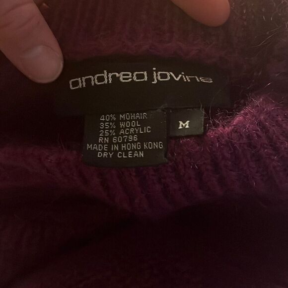 Andrea Jovine Mohair Wool Blend Knit Sweater Pullover Purple Size M - Picture 3 of 5